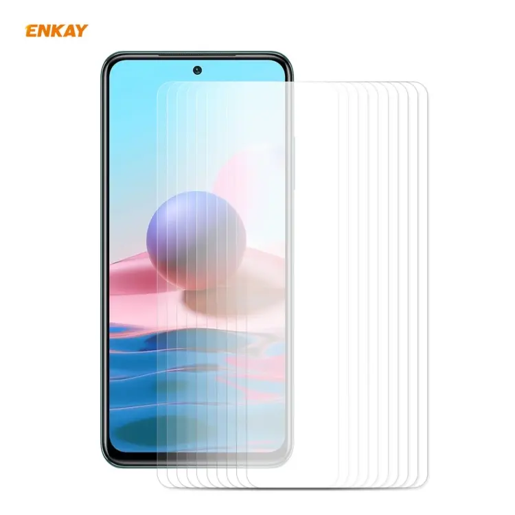 10 PZ ENKAY Hat-Prince 0.26mm 9H 2.5D Pellicola in vetro temperato con bordo curvo, For Redmi Note 10 / Note 10S, For Redmi Note 10 Pro / Note 10 Pro Max, For OnePlus 9 / 9R, For Huawei P50