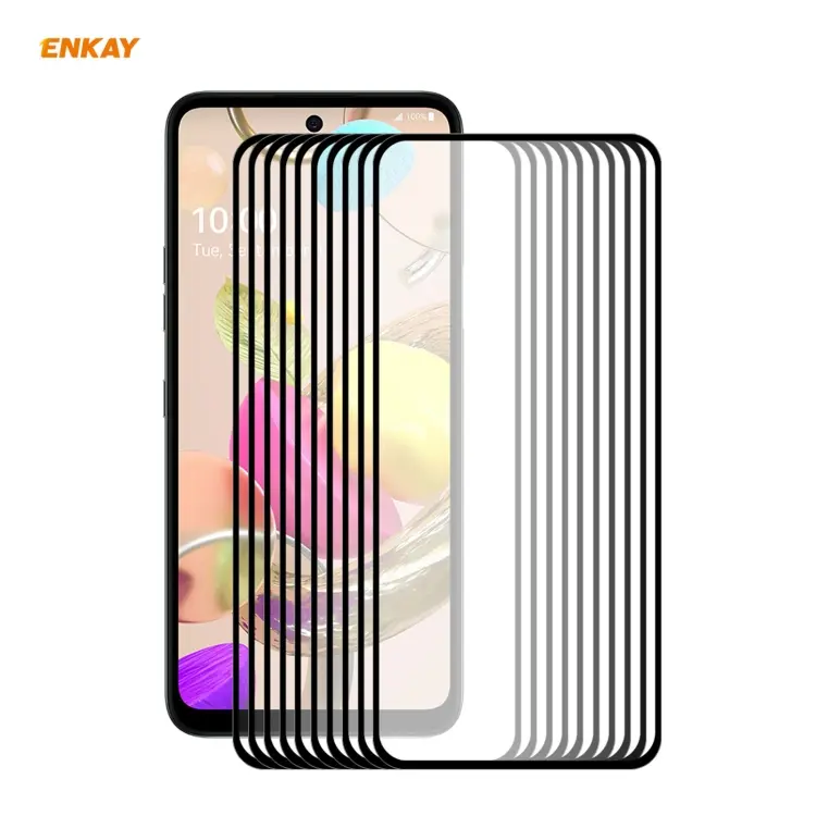 10 PZ ENKAY Hat-Prince Full Glue 0.26mm 9H 2.5D Pellicola a copertura totale in vetro temperato, For LG K42 / K52 / K62, For Huawei P Smart 2021, For Nokia 3.4, For Motorola Moto G 5G(10 PCS)
