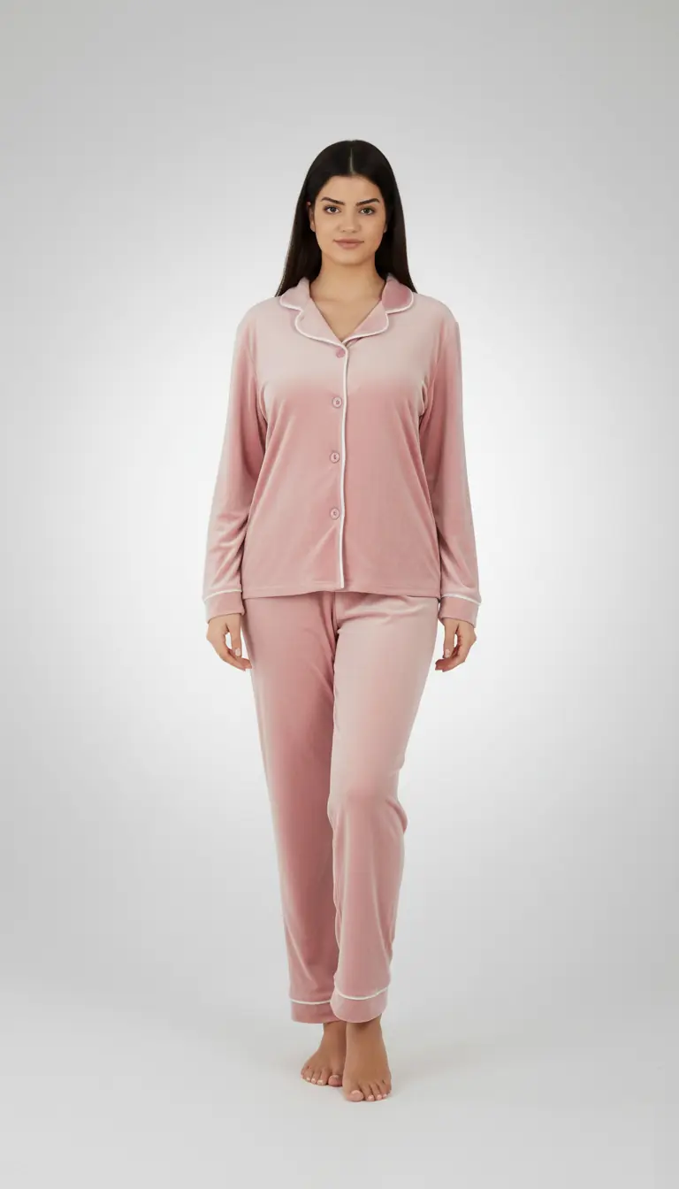 100 Sbadigli Pigiama Donna in Velluto Elegante | Woman Collection | Caldo, Comodo & Sensuale | Colletto Classico | Invernale