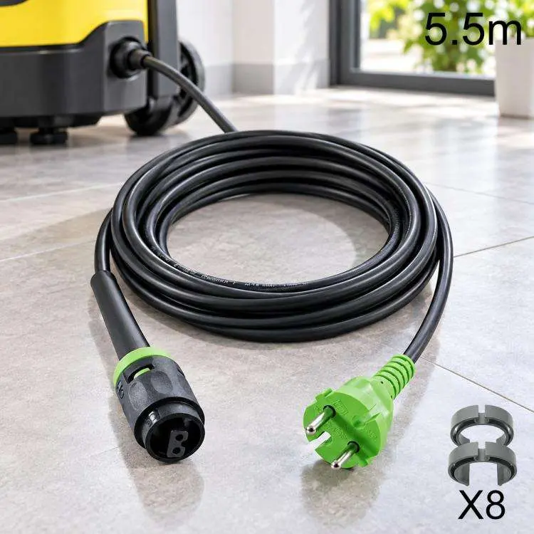 230V EU Plug AC Power Cord For Festool CT15  E-Set / CTL MIDI / CTL 26E / CTL 36E, 4m with 8xClamp, 5.5m with 10xClamp, 7.5m with 15xClamp