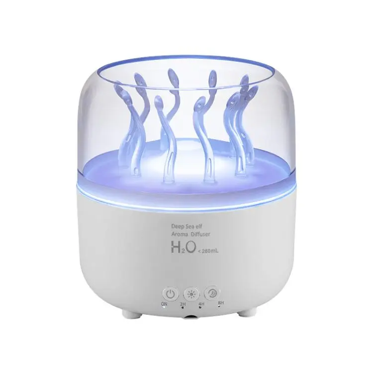280ml Rotating Jellyfish Aroma Diffuser Dancing Seaweed Mist Mode Smart Humidifier with Remote, 7-Color LED Night Light for Home