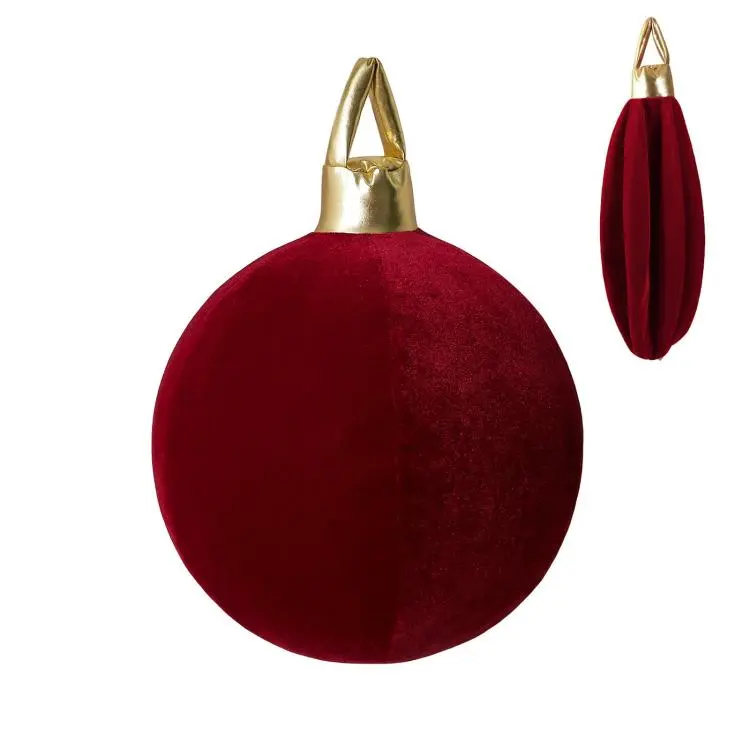 30cm Velvet Inflatable Christmas Ball Ornament DIY Christmas Decoration and Scene Prop