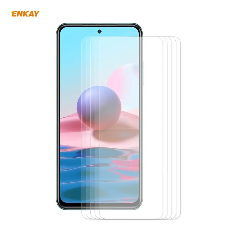 5 PZ ENKAY Hat-Prince 0.26mm 9H 2.5D Pellicola in vetro temperato con bordo curvo, For Redmi Note 10 / Note 10S, For Redmi Note 10 Pro / Note 10 Pro Max, For OnePlus 9 / 9R, For Huawei P50