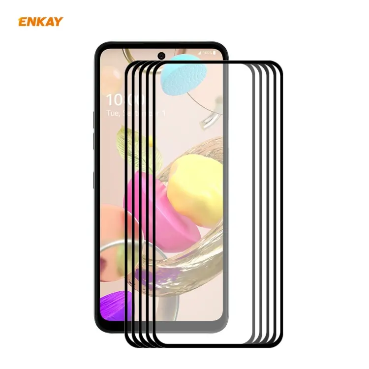 5 PZ ENKAY Hat-Prince Full Glue 0.26mm 9H 2.5D Pellicola a copertura totale in vetro temperato, For LG K42 / K52 / K62, For Huawei P Smart 2021, For Nokia 3.4, For Motorola Moto G 5G(5 PCS)