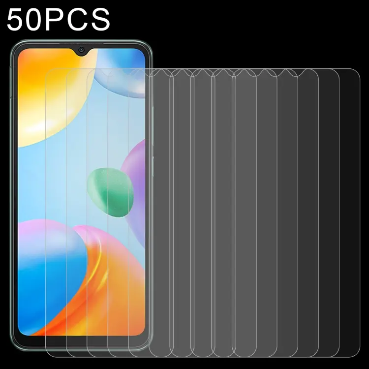 50 pellicole in vetro temperato da 0,26 mm 9H 2,5D, For Xiaomi Redmi 10C / 10 India Version(50 PCS)