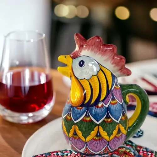 50010 – Hand-Painted Deruta Rooster Jug, 1 Litre (Pre-order)