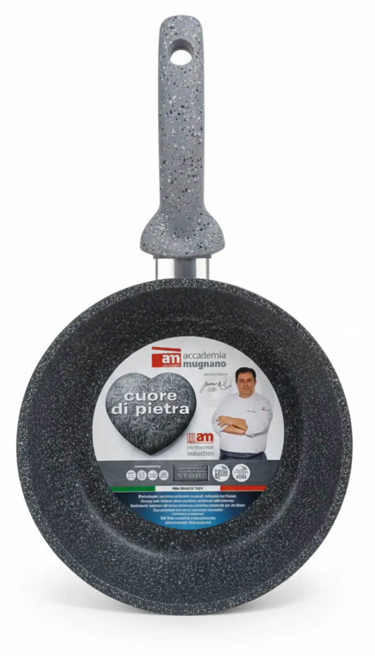 Accademia Mugnano Cuore di Pietra Padella Antiaderente | Alluminio Forgiato Alto Spessore | Rivestimento Mineral Stone | Induzione e Gas | 100% Made in Italy