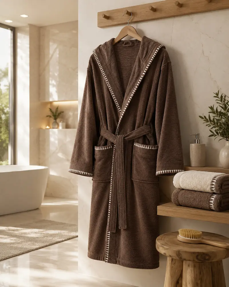 Accappatoio Unisex Maison Sucrée Brera in 100% Cotone Jacquard con Cappuccio – 350 GSM, Morbido e Assorbente