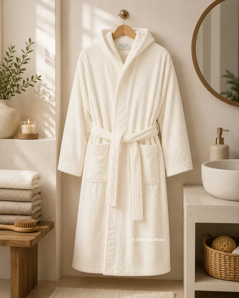 Accappatoio Unisex Maison Sucrée Pepe in 100% Cotone Pettinato con Cappuccio – 425 GSM, Spugna Chicco di Riso