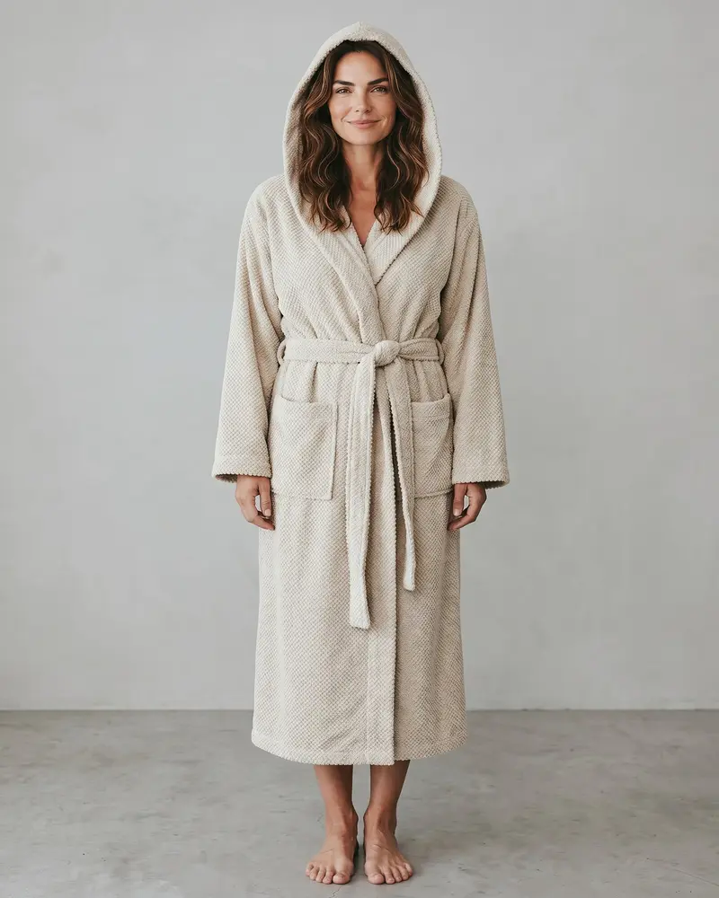 Accappatoio Unisex Rebecca Home Giulia con Cappuccio in 100% Cotone Jacquard 450 GSM – Morbido, Assorbente, OEKO-TEX®