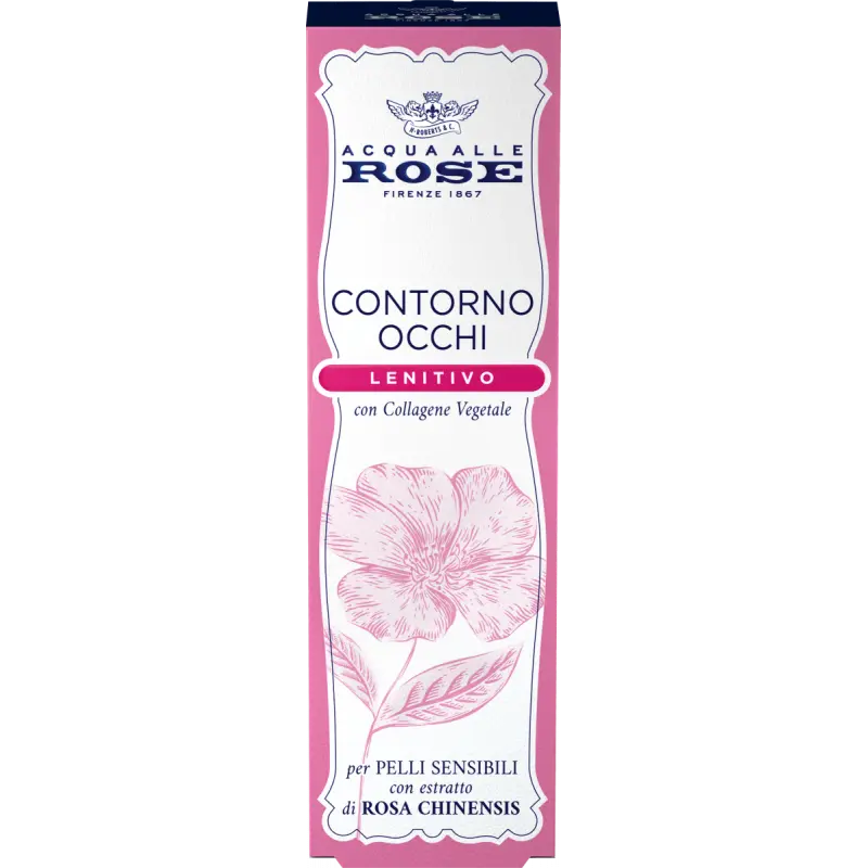 Acqua Alle Rose Contorno Occhi Lenitivo 15ml - Collagene Vegetale Rosa Chinensis - Pelli Sensibili - Riduce Borse, Occhiaie, Stanchezza