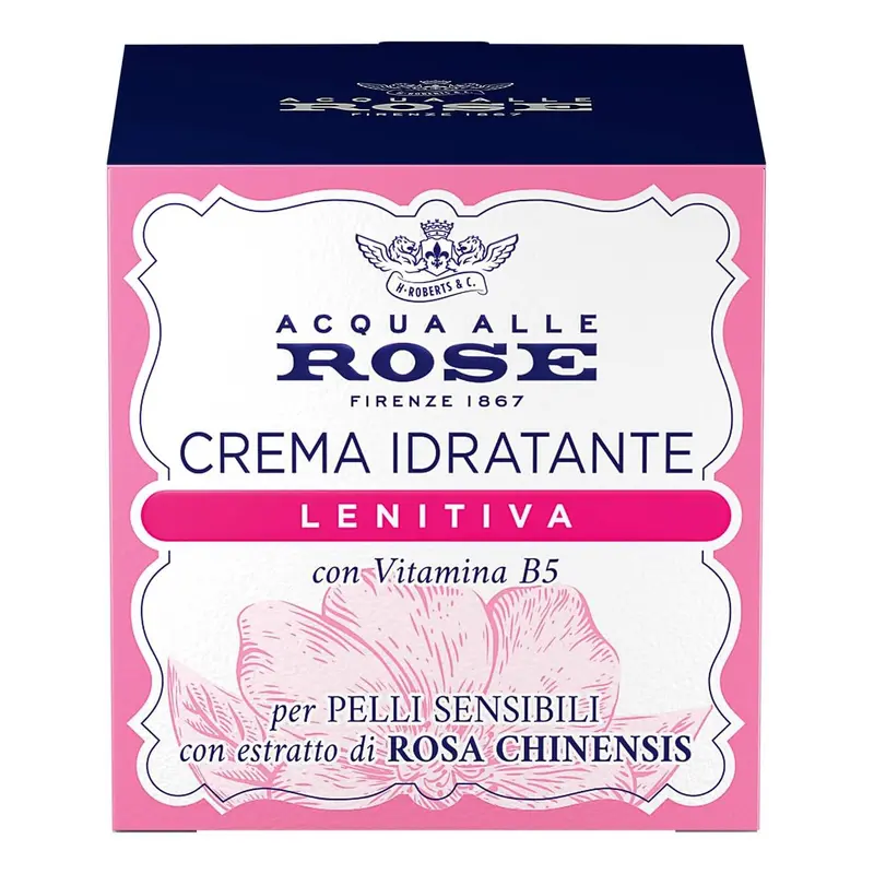 Acqua Alle Rose Crema Idratante Lenitiva 50ml - Vitamina B5 - Rosa Chinensis - Pelli Sensibili - Idrata, Lenisce e Protegge