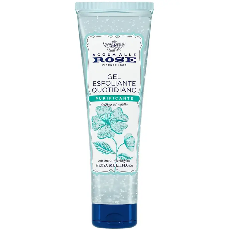 Acqua alle Rose Gel Viso Esfoliante Quotidiano 150ml - Rosa Multiflora - Purificante, Minimizza Pori - Pelli Miste/Impure