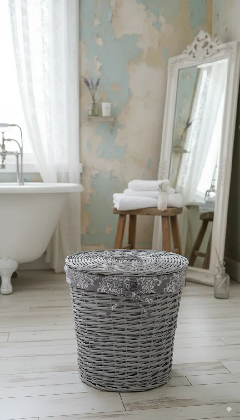 AD TREND Cesto Portabiancheria Ovale in Salice - Con Fodera in Tessuto 35x25x42cm