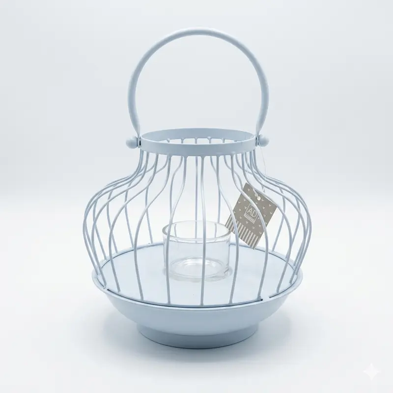 AD TREND Lanterna Galleggiante Portacandela in Ferro Ø25 cm – Lanterna Decorativa Shabby Chic con Bicchiere in Vetro