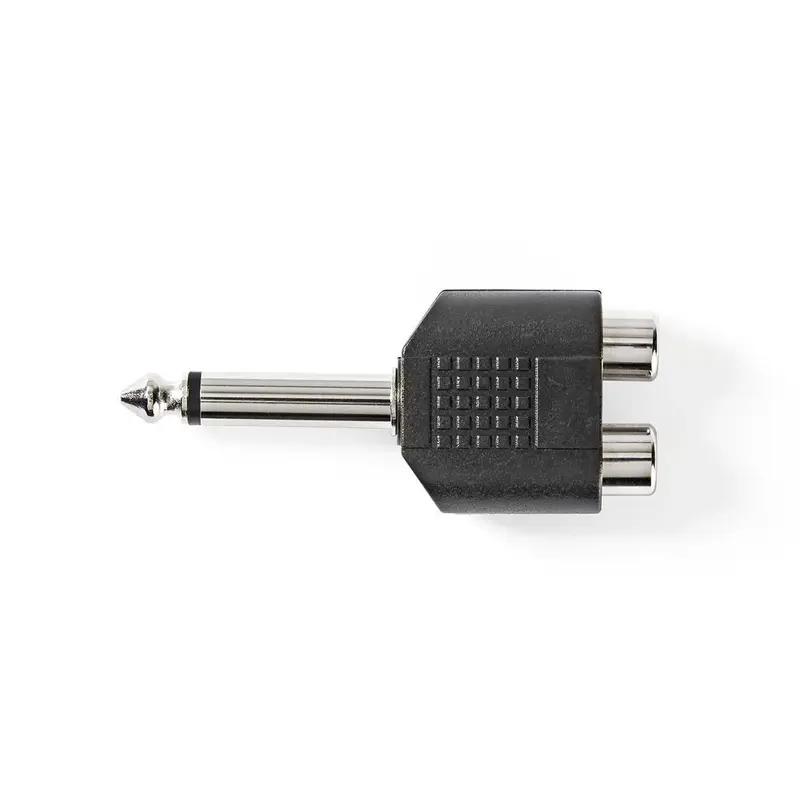 Adattatore audio mono Maschio 6,35 mm a 2x Femmina RCA nero 10 pezzi