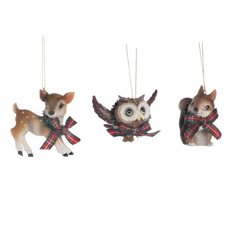 Addobbi Natalizi Scoiattolo, Cervo e Gufo in Resina Collezione Into the Woods – Goodwill, 8,5cm