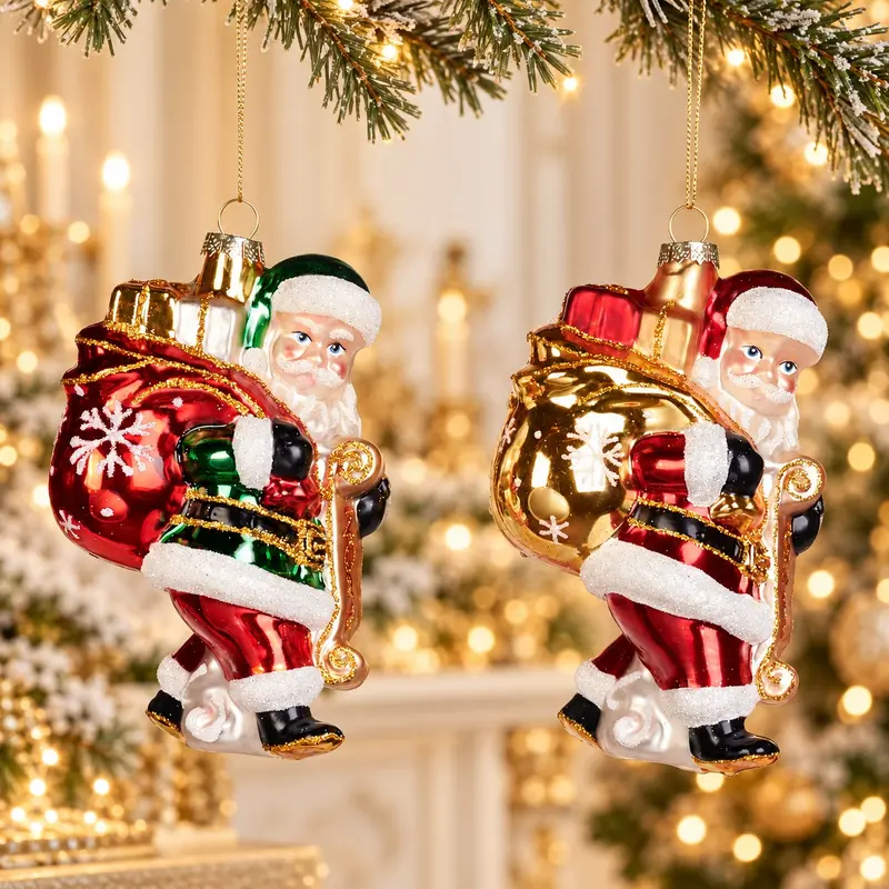 Addobbo Natalizio Babbo Natale con Doni in Vetro Soffiato – Goodwill, 15cm