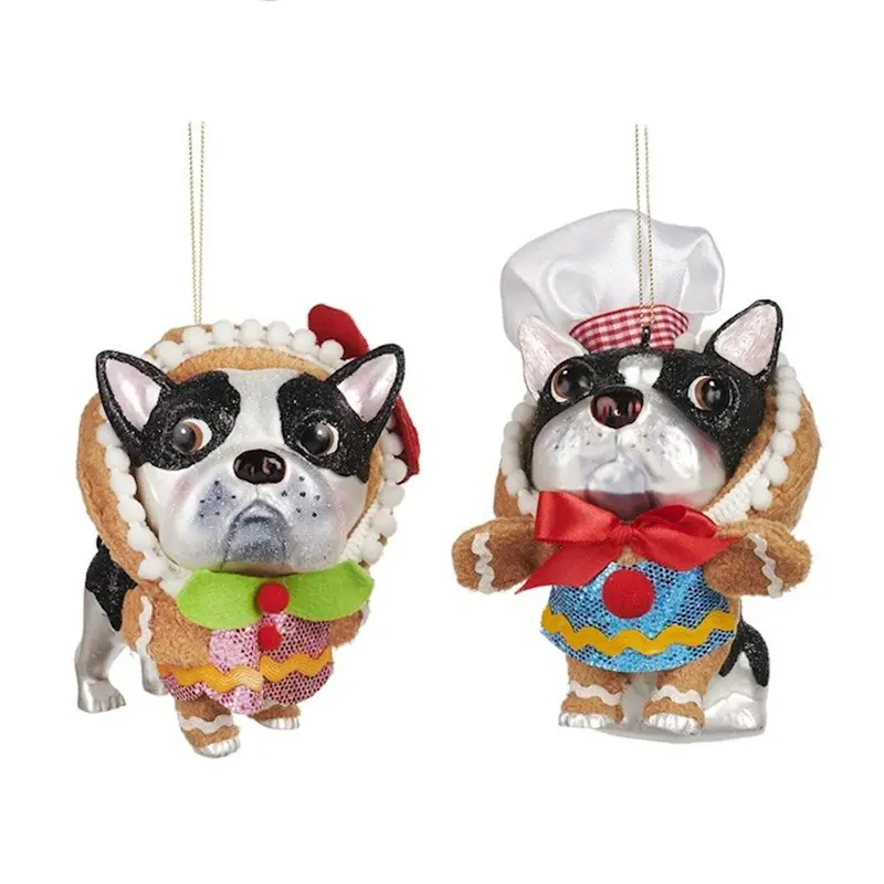 Addobbo Natalizio Bulldog in Costume di Pan di Zenzero in Vetro – Goodwill, 13cm