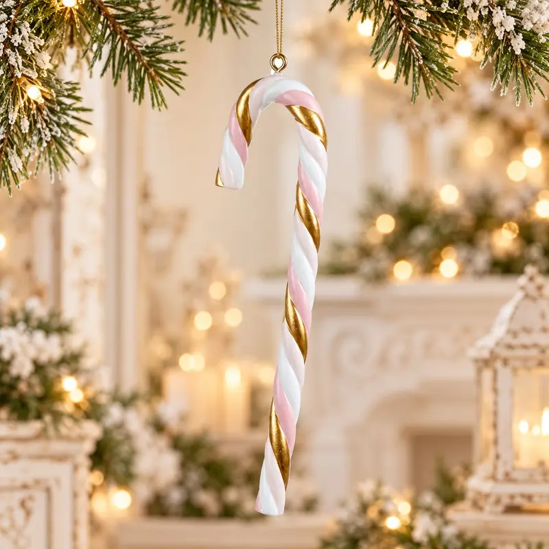 Addobbo Natalizio Candy Cane Swirl Rosa, Bianco e Oro – Goodwill, 24cm