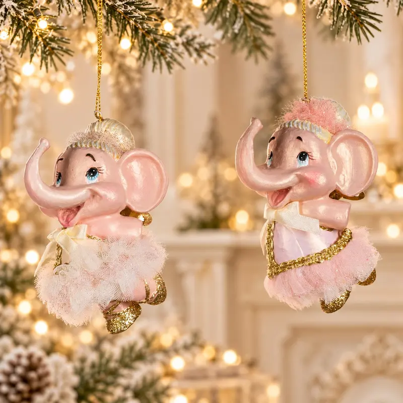 Addobbo Natalizio Elefantina Ballerina con Tutù e Glitter – Goodwill, 12cm