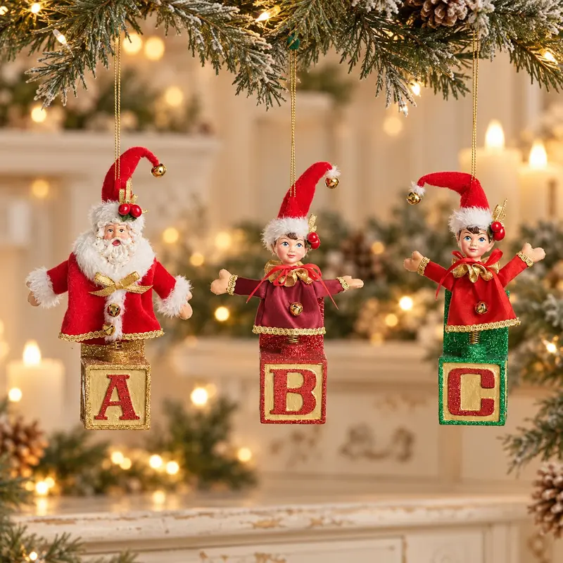 Addobbo Natalizio Jack in Box con Babbo Natale ed Elfi in Resina – Goodwill, 23cm