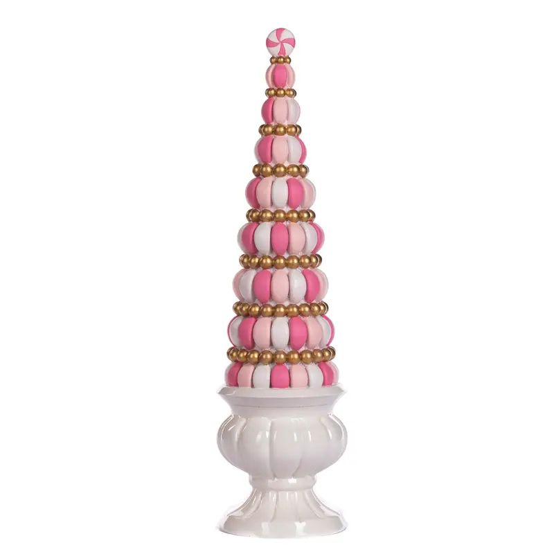 Albero di Natale Candy Rosa, Bianco e Oro in Vaso – Goodwill, 53cm