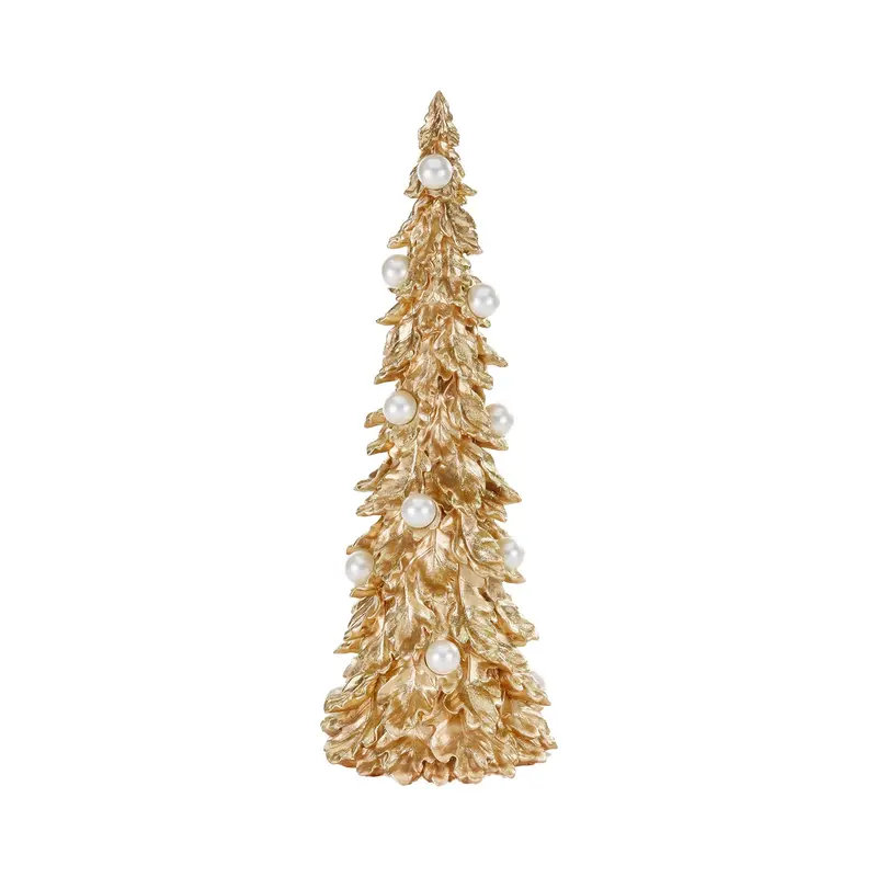 Albero di Natale Decorativo Oro con Perle Bianche – Goodwill, 48cm