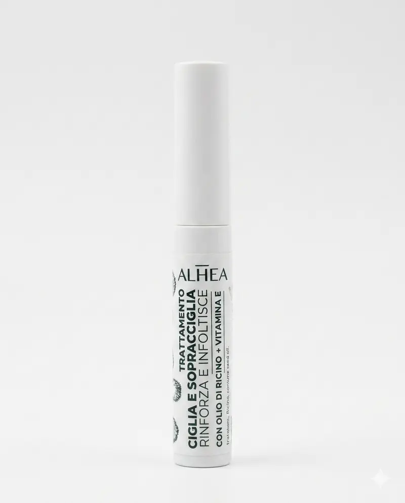 Alhea Trattamento Ciglia e Sopracciglia Bio Rinforzante e Infoltente 8ml – Siero Mascara Biologico e Fissante con Olio di Ricino e Vitamina E