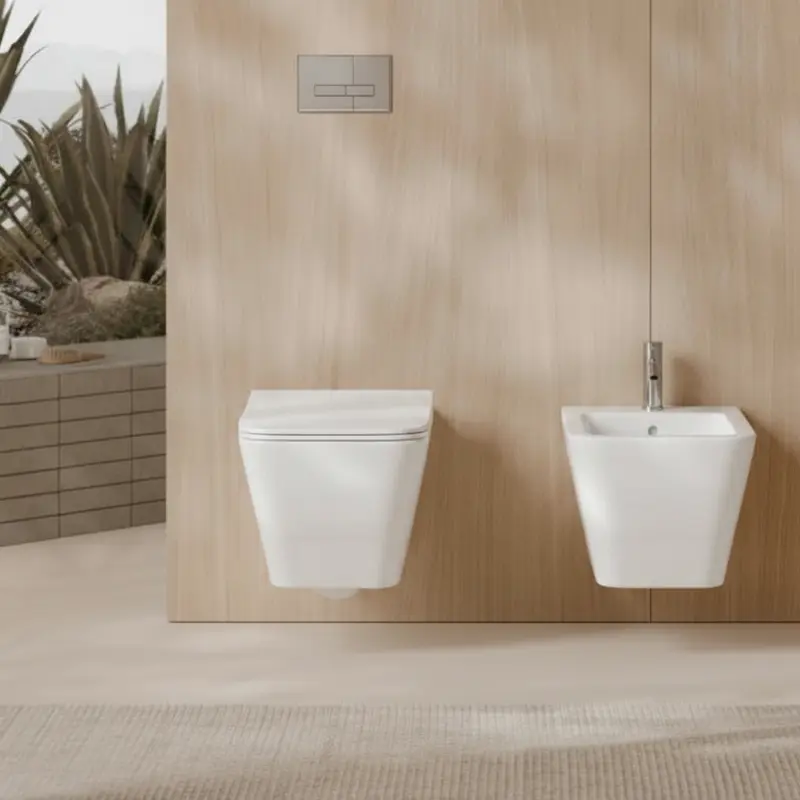 Alice Ceramica Hide wc sospeso senza brida e bidet 31210101 + 31220101