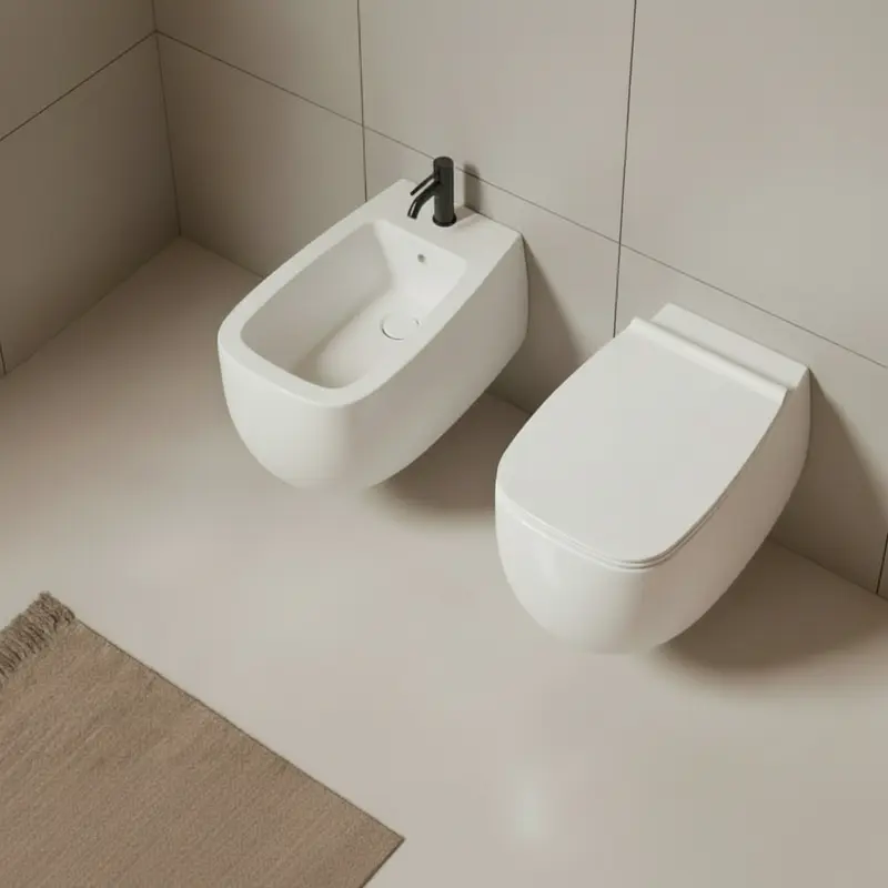 Alice Ceramica Nur wc sospeso senza brida, bidet e copriwater slim soft-close 33120101 + 33130101 + MC3301S