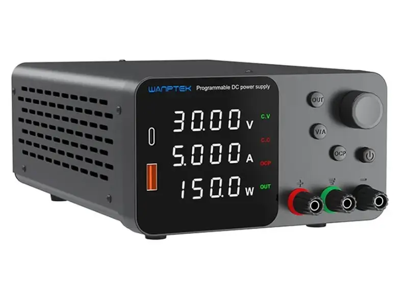 Alimentatore da banco 30V 5A 150W con regolatore di tensione CC USB Type-C 18W