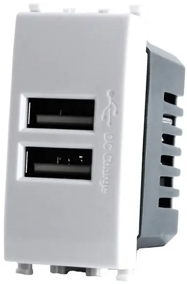 Alimentatore doppia presa USB 5V 2A compatibile Vimar Plana