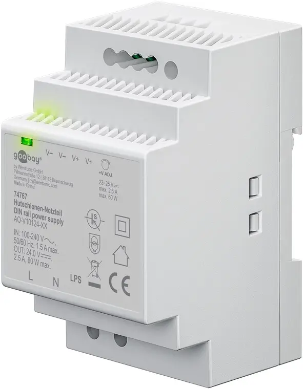 Alimentatore guida DIN 24VCC 2,5A 60W per automazione industriale