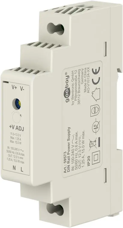 Alimentatore per guida DIN 12V 1,25A 15W compatto