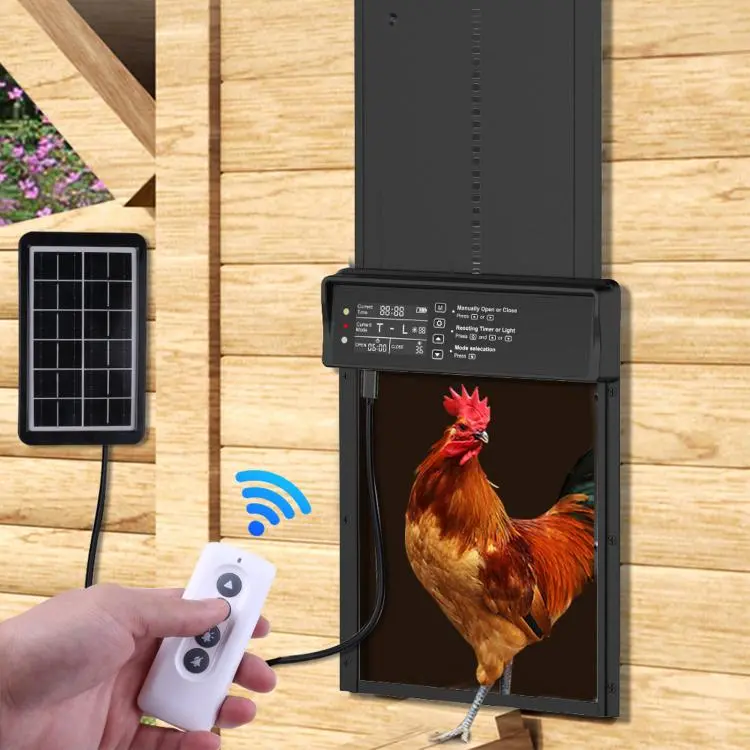 Allarme timer con sensore di luce e telecomando a energia solare per la porta del pollaio, KF4201066