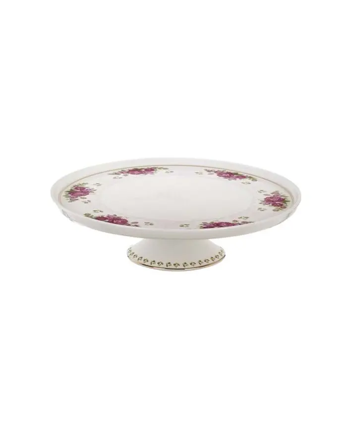 Alzata in Porcellana con Decoro Floreale – Collezione Le Rose del Borgo by Blanc MariClò, 32x32x9 cm