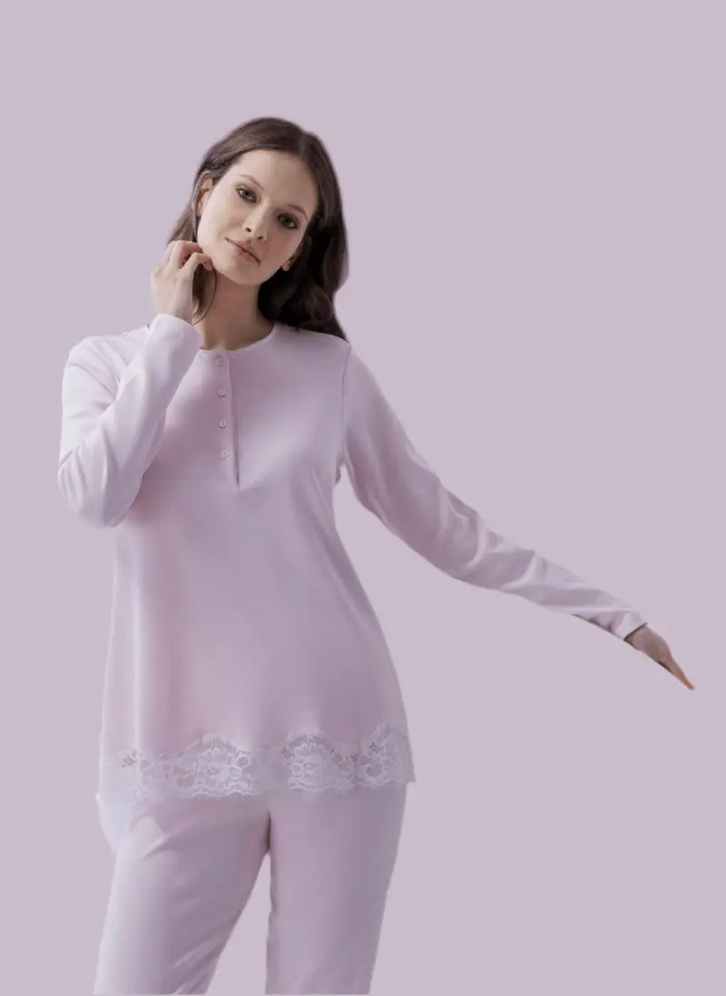 Amadine Pigiama Donna Serafino Caldo Cotone D2981