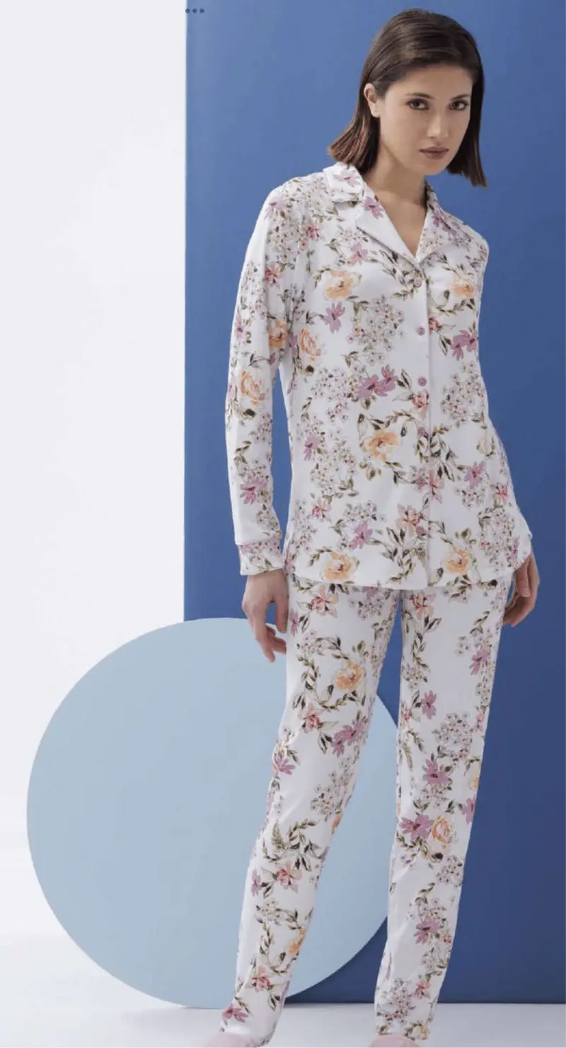 Amadine Pigiama Donna Taglia Uomo in Caldo Cotone D2989