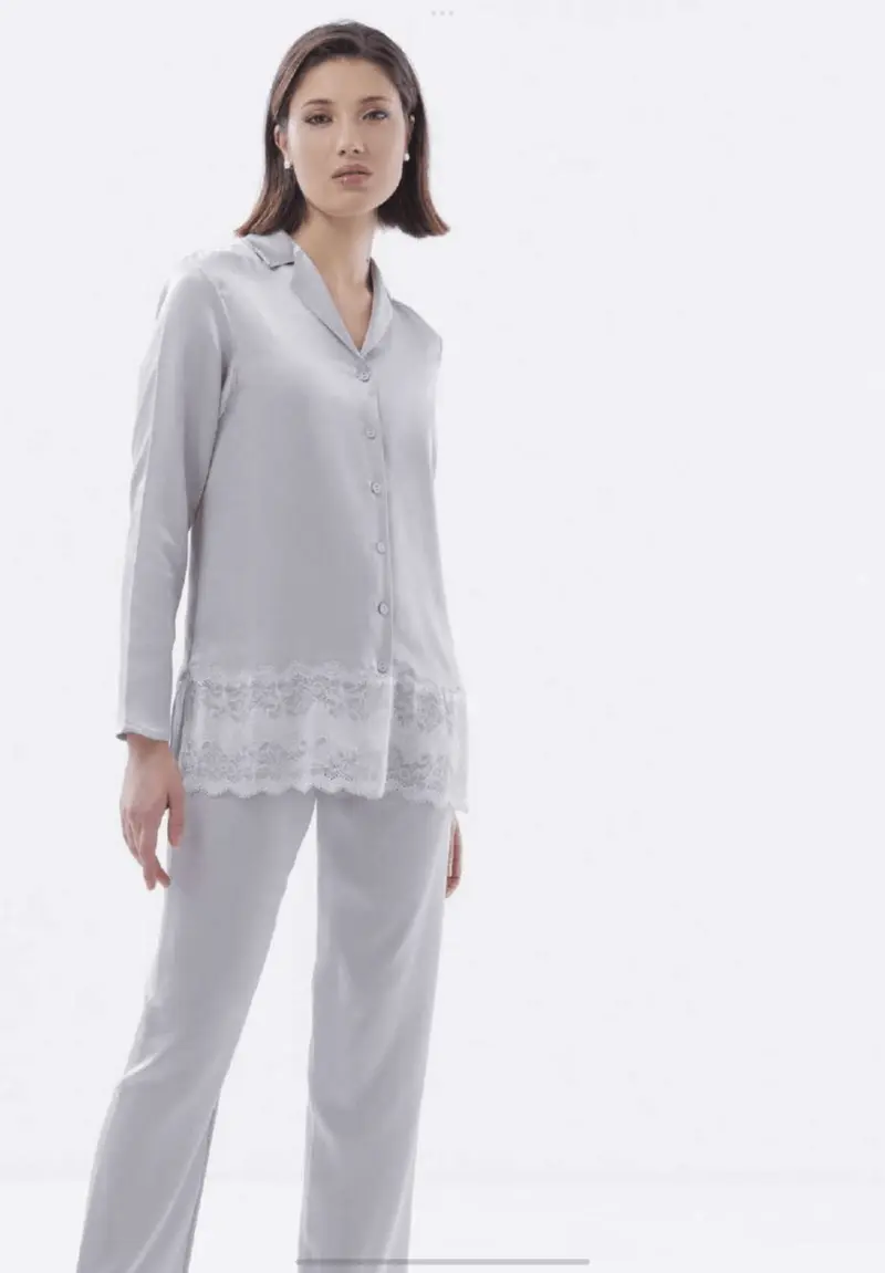 Amadine Pigiama donna taglio uomo in raso D3064