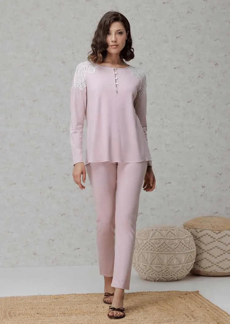 Amadine Pigiama Serafino Donna Lungo D3077