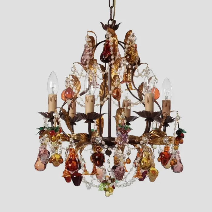 Amber Orchard Glass Chandelier - Handcrafted Murano Glass Fruits
