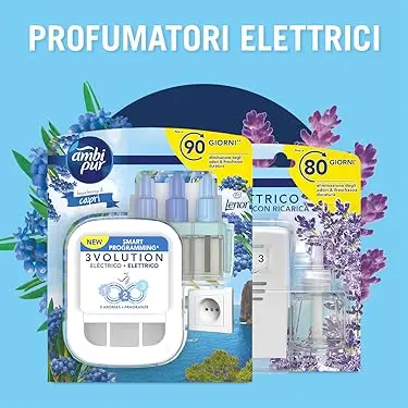 Ambi Pur 3Volution Starter Kit Diffusore + Ricariche | Tecnologia OdourClear™ | Alterna 3 Fragranze | Fino a 90 Giorni di Freschezza