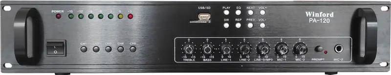 Amplificatore audio USB/SD 5 canali 70V/100V/8 Ohm 120W PA-120