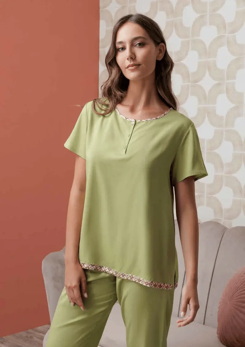 Andra Pigiama Viscosa Serafino Donna M/M P/L 9961