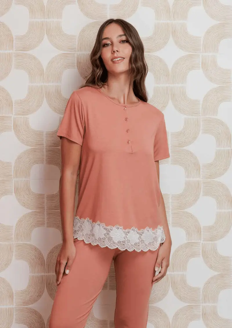 Andra Pigiama Viscosa Serafino Donna M/M P/L 9978