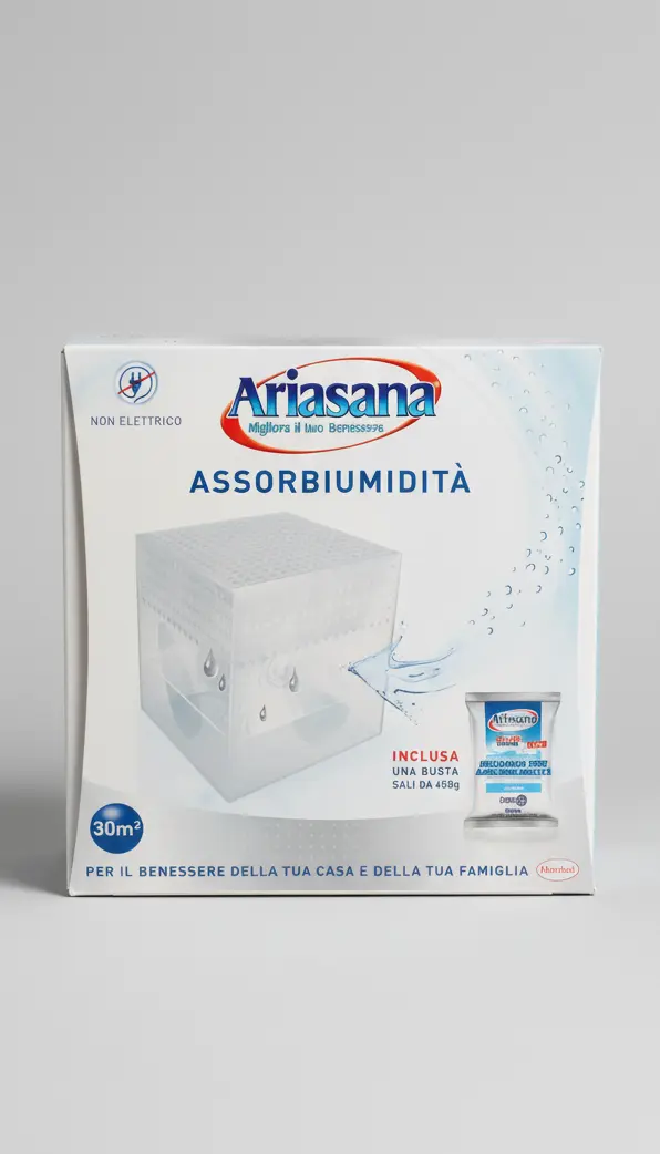Ariasana Kit Mini Assorbiumidita - Include 1 Busta Sali 450g, Fino a 30m Cubi, Universale, Anti-Umidita Non Elettrico
