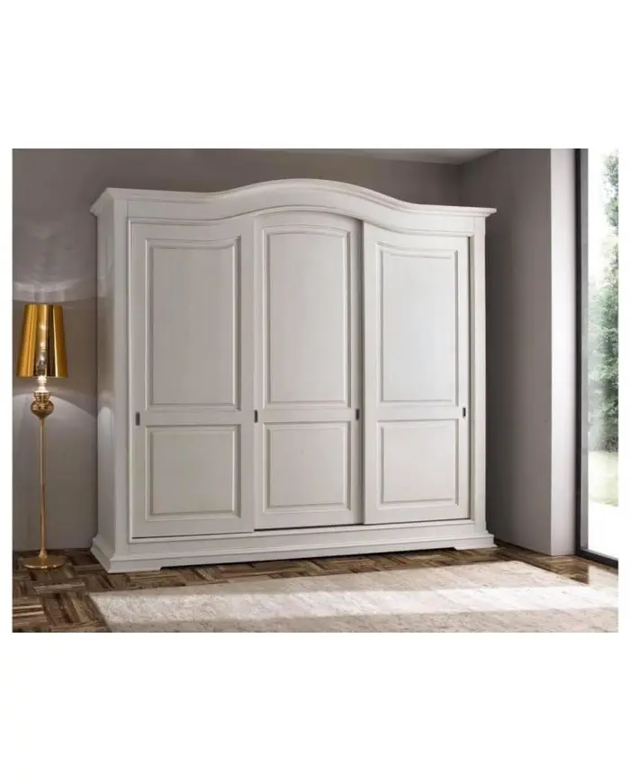 Armadio con 3 Porte Scorrevoli in Legno Massello - 294x68x265cm