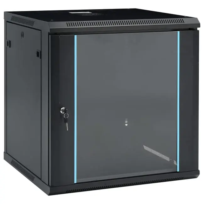 Armadio rack da parete 12U 65x60x46 cm con porta in vetro temperato