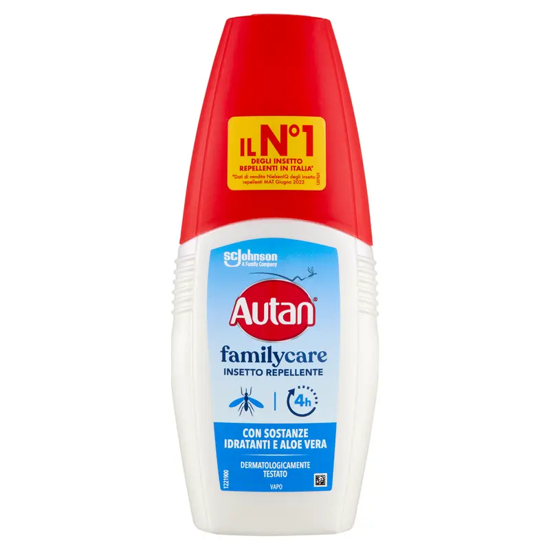 Autan Family Care Vapo 100ml | Repellente Antizanzare con Aloe Vera | Protezione 4 Ore per Adulti e Bambini | Presidio Medico Chirurgico